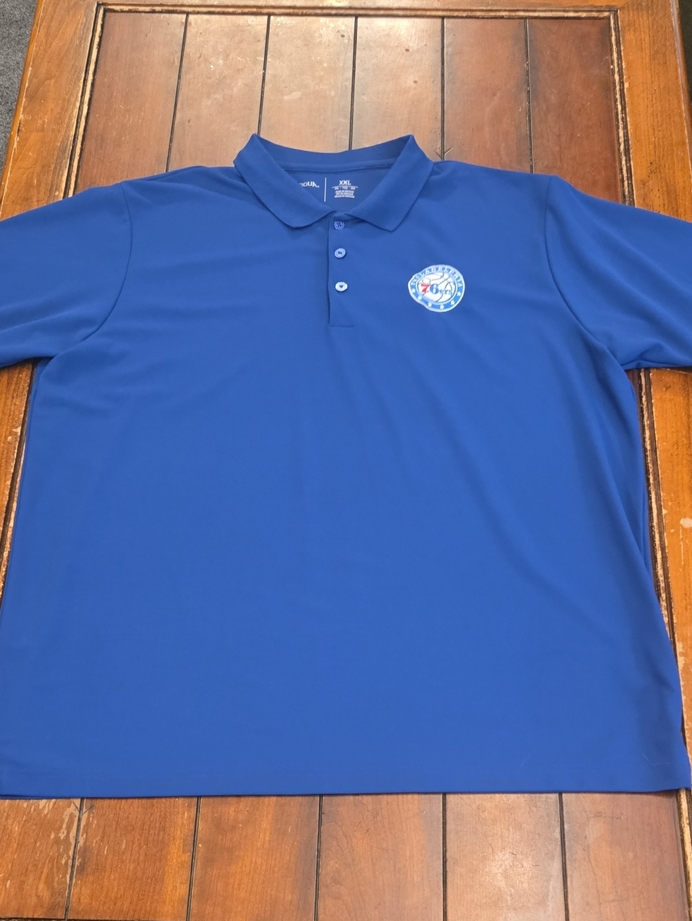 Phila 76ers Antigua Royal Blue Polo Shirt with White Logo